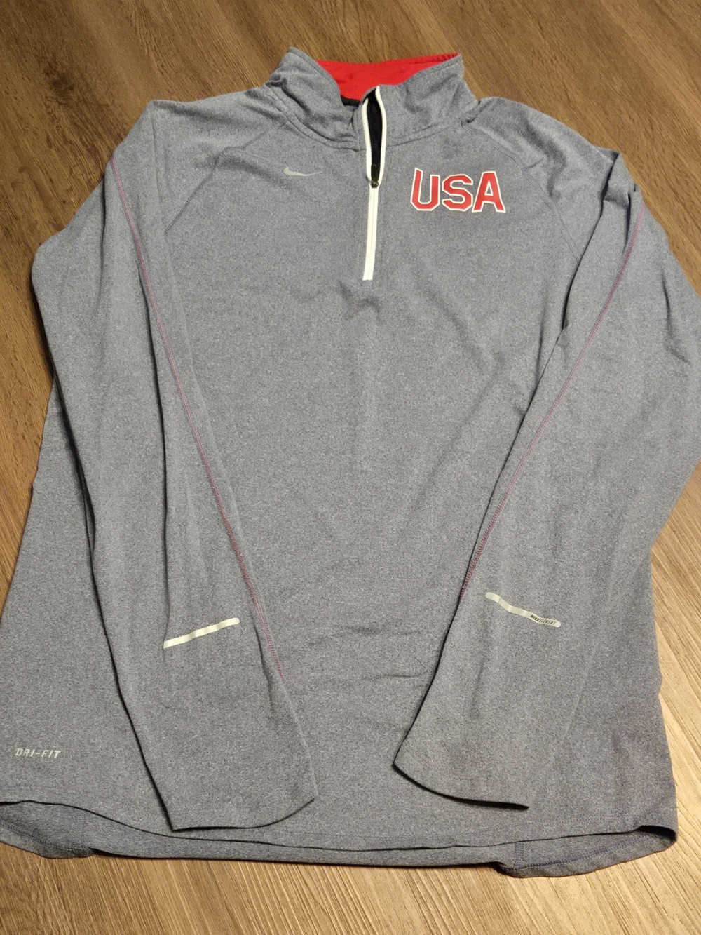 USA Grey Nike Dri-FIT Quarter Zip Pullover Size Medium